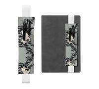 Porte-stylo en cuir blanc avec motif WZYWHJ Pin Tree Under The Moon Prints - Bande élastique en cuir PVC de qualité supérieure pour cahiers, journaux et planificateurs