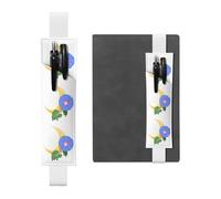 Porte-stylo en cuir blanc BROLEO Morning Glory on The Moon avec bande élastique réglable de 21,1 à 4,6 cm, convient à la plupart des ordinateurs portables, agendas
