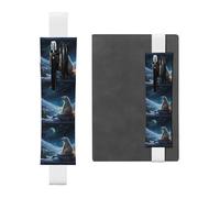 Porte-stylo en cuir blanc BROLEO Ours polaire regardant les étoiles Bande élastique réglable 21,1 à 4,6 cm Convient à la plupart des cahiers agendas