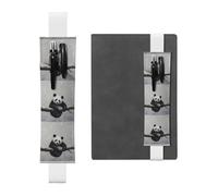 Porte-stylo en cuir blanc BROLEO Panda sur une branche d'arbre, bande élastique réglable 21,1-4,6 cm, convient à la plupart des cahiers, agendas