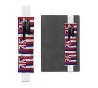 Porte-stylo en cuir blanc marque-page drapeau HYTTER d'Hawaï imprimé bande élastique réglable 21,1-4,6 cm pour cahiers, agendas, manuels et planificateurs