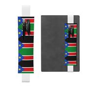 Porte-stylo en cuir blanc marque-page Drapeau WZYWHJ du Soudan du Sud Imprimés - Cuir PVC de qualité supérieure avec bande élastique pour cahiers, journaux et planificateurs