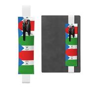 Porte-stylo en cuir blanc, marque-page, drapeau YYHWHJDE de la Guinée équatoriale, bande élastique réglable de 21,1 à 4,6 cm, convient à la plupart des cahiers, agendas