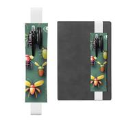 Porte-stylo en cuir blanc - Marque-page HYTTER - Bande élastique réglable - 21,1 à 4,6 cm - Pour cahiers, agendas, manuels et planificateurs