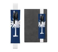 Porte-stylo en cuir blanc marque-page HYTTER drapeau de la Caroline du Sud avec bande élastique réglable de 21,1 à 4,6 cm pour cahiers, agendas, manuels et planificateurs
