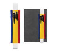 Porte-stylo en cuir blanc marque-page HYTTER Drapeau de la Roumanie Bande élastique réglable 21,1-4,6 cm pour cahiers, agendas, manuels et planificateurs
