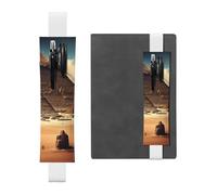 Porte-stylo en cuir blanc marque-page HYTTER Dreaming of The Pyramids of Khufu imprimé bande élastique réglable 21,1-4,6 cm pour cahiers, agendas, manuels et planificateurs