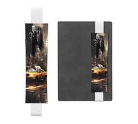Porte-stylo en cuir blanc marque-page HYTTER New York Fashion City Bande élastique réglable 21,1 à 4,6 cm pour cahiers, agendas, manuels et planificateurs