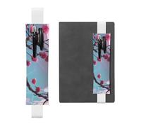 Porte-stylo en cuir blanc, marque-page HYTTER petites fleurs roses, bande élastique réglable de 21,1 à 4,6 cm pour cahiers, agendas, manuels, planificateurs