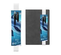 Porte-stylo en cuir blanc marque-page HYTTER Winter The Dolphin imprimé bande élastique réglable 21,1-4,6 cm pour cahiers, agendas, manuels et planificateurs
