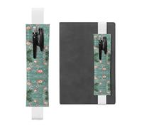 Porte-stylo en cuir blanc, marque-page, impression flamants roses, bande élastique réglable de 21,1 à 4,6 cm pour ordinateur portable, agenda, journal intime