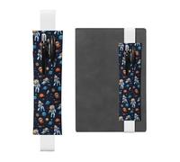 Porte-stylo en cuir blanc, marque-page MJHKXLJ Astronaute, motif basket-ball, bande élastique réglable de 21,1 à 4,6 cm pour carnets, agendas, journal intime