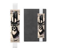 Porte-stylo en cuir blanc, marque-page, MJHKXLJ chasse, flèches, triangles, motif cerf, bande élastique réglable de 21,1 à 4,6 cm pour cahiers, agendas, journal intime, couverture rigide