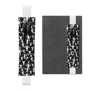 Porte-stylo en cuir blanc, marque-page MJHKXLJ tête de vache drôle motif tête de vache noir et blanc, bande élastique réglable de 21,1 à 4,6 cm pour cahiers, agendas, journal à couverture rigide