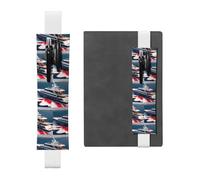Porte-stylo en cuir blanc, marque-page, motif rayé, motif yacht, bande élastique réglable de 21,1 à 4,6 cm pour cahiers, agendas, journal intime