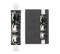 Porte-stylo en cuir blanc, marque-page, tête blanche, sculpture de croquis, bande élastique réglable de 21,1 à 4,6 cm pour cahiers, agendas, journal à couverture rigide