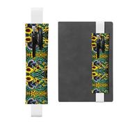 Porte-stylo en cuir blanc - Marque-page - WHJSHOP - Écureuil mangeant un soleil - Bande élastique réglable de 21,1 à 4,6 cm - Pour ordinateur portable, agenda, journal intime