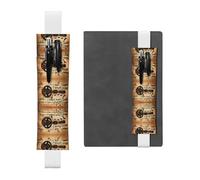 Porte-stylo en cuir blanc, marque-page WHJSHOP guitare, bande élastique réglable de 21,1 à 4,6 cm pour ordinateur portable, agenda, journal intime