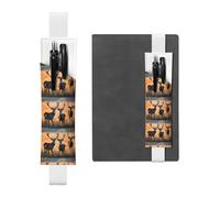 Porte-stylo en cuir blanc - Marque-page - WHJSHOP Nature - Motif cerfs sauvages - Bande élastique réglable de 21,1 à 4,6 cm - Pour ordinateur portable, agenda, journal intime
