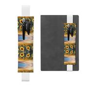 Porte-stylo en cuir blanc, marque-page WHJSHOP tournesol, fleur de mer, bande élastique réglable de 21,1 à 4,6 cm pour ordinateurs portables, agendas, journal intime