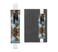 Porte-stylo en cuir blanc - Marque-page WZYWHJ - Motif drôle de petit dinosaure - Bande élastique en cuir PVC de qualité supérieure pour cahiers, journaux et planificateurs
