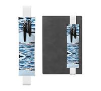 Porte-stylo en cuir blanc - Marque-page WZYWHJ Waves Lapping at The Rocks Prints - Bande élastique en cuir PVC de qualité supérieure pour cahiers, journaux et planificateurs