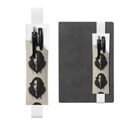 Porte-stylo en cuir blanc - Marque-page - YYHHAOFA - Demi-visage - Bande élastique réglable de 21,1 à 4,6 cm - Pour cahiers, agendas, manuels et planificateurs