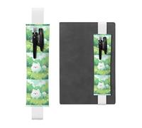 Porte-stylo en cuir blanc, marque-page YYHWHJDE Queue remuant une image blanche, bande élastique réglable de 21,1 à 4,6 cm, convient à la plupart des ordinateurs portables, agendas