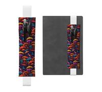 Porte-stylo en cuir blanc MJHKXLJ abstrait champignon coloré motif mandala bande élastique réglable 21,1 à 4,6 cm pour carnets, agendas, journal intime