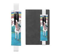 Porte-stylo en cuir blanc MJHKXLJ Licornes au bord de la rivière, bande élastique réglable de 21,1 à 4,6 cm pour ordinateur portable, agenda, journal intime