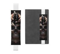 Porte-stylo en cuir blanc MJHKXLJ noir motif tête de mort rose bande élastique réglable 21,1 à 4,6 cm pour ordinateur portable, agenda, journal intime
