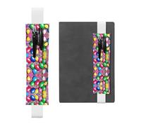 Porte-stylo en cuir blanc pour marque-page WZYWHJ Ballons Confettis Image - Bande élastique en cuir PVC de qualité supérieure pour cahiers, journaux et planificateurs