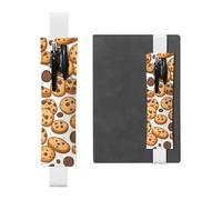 Porte-stylo en cuir blanc pour marque-page YYHWHJDE Cookies Nourriture Pépites de chocolat Biscuits Photo Bande élastique réglable 21,1-4,6 cm Convient à la plupart des cahiers agendas