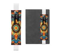 Porte-stylo en cuir blanc pour marque-page YYHWHJDE kaléidoscope Mandala Photo Bande élastique réglable 21,1 à 4,6 cm Convient à la plupart des ordinateurs portables agendas