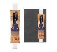 Porte-stylo en cuir blanc pour marque-page YYHWHJDE Yoga méditation Impression Bande élastique réglable 21,1 à 4,6 cm Convient à la plupart des ordinateurs portables agendas