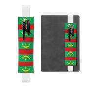 Porte-stylo en cuir blanc signet WZYWHJ avec imprimé drapeau de la Mauritanie - Bande élastique en cuir PVC de qualité supérieure pour cahiers, journaux et planificateurs