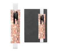 Porte-stylo en cuir blanc WHJSHOP Paris Tour Eiffel avec imprimé floral Bande élastique réglable 21,1 à 4,6 cm pour ordinateur portable, agenda, journal intime