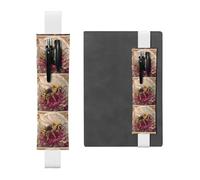 Porte-stylo en cuir blanc WHJSHOP The King of Bees avec bande élastique réglable de 21,1 à 4,6 cm, convient à la plupart des cahiers, agendas