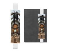 Porte-stylo en cuir blanc WHJSHOP The Metropolitan Museum of Art à New York avec bande élastique réglable de 21,1 à 4,6 cm pour cahiers, agendas, manuels, planificateurs