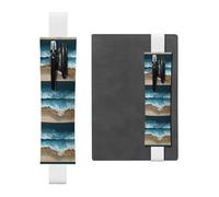 Porte-stylo en cuir blanc WHJSHOP The Waves on The Beach Prints Bande élastique réglable 21,1-4,6 cm Convient à la plupart des ordinateurs portables agendas