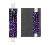 Porte-stylo en cuir blanc WHJSHOP violet et noir avec bande élastique réglable de 21,1 à 4,6 cm pour ordinateur portable, agenda, journal intime