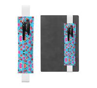 Porte-stylo en cuir blanc WZYWHJ avec impression crème glacée bleue poudrée - Bande élastique en cuir PVC de qualité supérieure pour cahiers, journaux et planificateurs