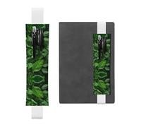 Porte-stylo en cuir blanc WZYWHJ avec motif feuilles vertes et imprimé nature - Bande élastique en cuir PVC de qualité supérieure pour cahiers, journaux et planificateurs