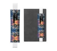Porte-stylo en cuir blanc WZYWHJ Bass Fishing Wave Prints - Premium PVC Leather Elastic Band Design for Notebooks, Journals and Planners