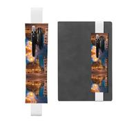 Porte-stylo en cuir blanc WZYWHJ Fiery Red Street Prints - Bande élastique en cuir PVC de qualité supérieure pour cahiers, journaux et planificateurs