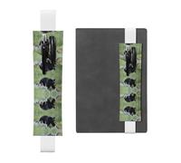 Porte-stylo en cuir blanc WZYWHJ marchant avec imprimé ours noir - Bande élastique en cuir PVC de qualité supérieure pour cahiers, journaux et planificateurs