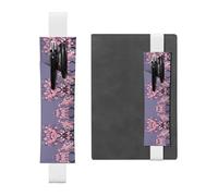 Porte-stylo en cuir blanc WZYWHJ Sakura en pleine floraison avec bande élastique en cuir PVC de qualité supérieure pour cahiers, journaux et agendas