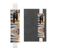Porte-stylo en cuir blanc WZYWHJ Sunset Over The Waves Prints - Bande élastique en cuir PVC de qualité supérieure pour cahiers, journaux et planificateurs