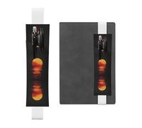 Porte-stylo en cuir blanc WZYWHJ Sunset Silhouette Picture - Bande élastique en cuir PVC de qualité supérieure pour cahiers, journaux et planificateurs