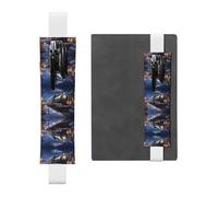 Porte-stylo en cuir blanc WZYWHJ Winter Christmas Snow Night Railway Train Prints - Cuir PVC de qualité supérieure Bande élastique pour cahiers, journaux et planificateurs